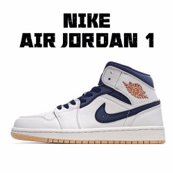 Air Jordan 1 Retro Mid Jeter AH6342 104 Mens Beige Blue AJ1 Jordan 