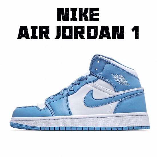 Air Jordan 1 Retro Mid UNC Blue White 554724-106 Unisex AJ1 Jordan 