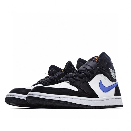 Air Jordan 1 Mid Black White Blue 554724-084 Unisex AJ1 Jordan