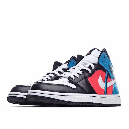 Air Jordan 1 Mid Black White Red Blue CV4891-001 Unisex AJ1 Jordan