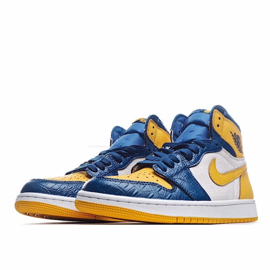 Air Jordan 1 Mid White Yellow Blue CZ6909-100 Unisex AJ1 Jordan