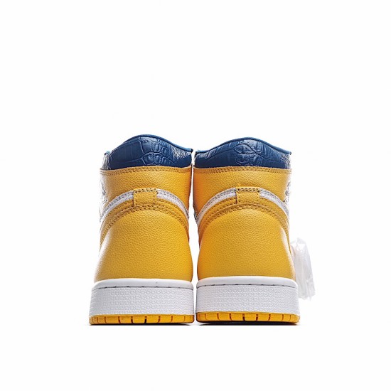 Air Jordan 1 Mid White Yellow Blue CZ6909-100 Unisex AJ1 Jordan