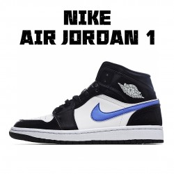 Air Jordan 1 Mid Black White Blue 554724-084 Unisex AJ1 Jordan