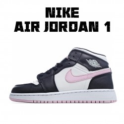 Air Jordan 1 Mid White Black Light Arctic Pink 555112-103 Womens AJ1 Jordan