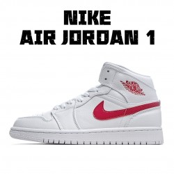 Air Jordan 1 Mid White University Red BQ6472-106 Unisex AJ1 Jordan