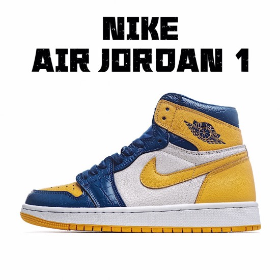 Air Jordan 1 Mid White Yellow Blue CZ6909-100 Unisex AJ1 Jordan