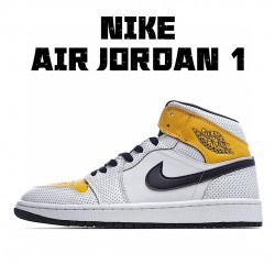 Air Jordan 1 Mid Yellow White Black BQ6472-107 Unisex AJ1 Jordan