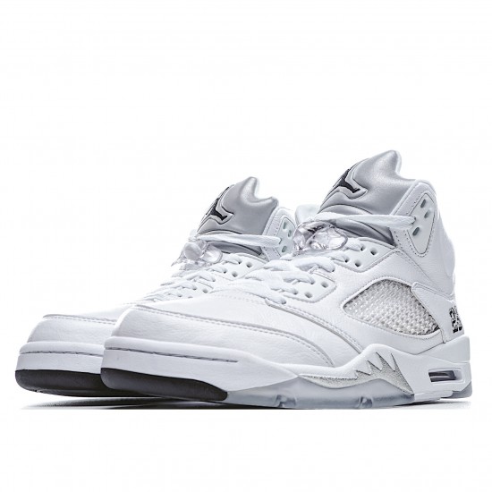 Air Jordan 5 Retro Metallic Silver 136027 130 Unisex White Silver AJ5 Jordan 