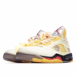 Air Jordan 5 x off white Yellow Beige DH8565 100 AJ5 Mens Jordan 