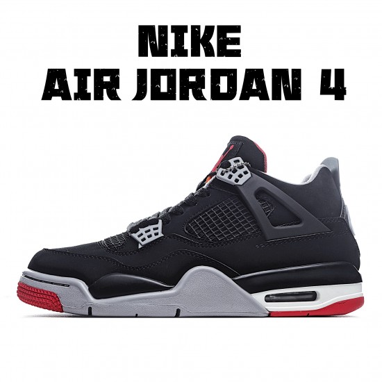 Air Jordan 4 Retro Bred 308497 060 Unisex AJ4 Black Gray Red Jordan 