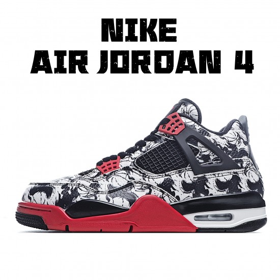 Air Jordan 4 Retro Sngl Dy Singles Day Tattoo Jordan BQ0897 006 AJ4 Mens Black Red Jordan 