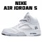 Air Jordan 5 Retro Metallic Silver 136027 130 Unisex White Silver AJ5 Jordan 