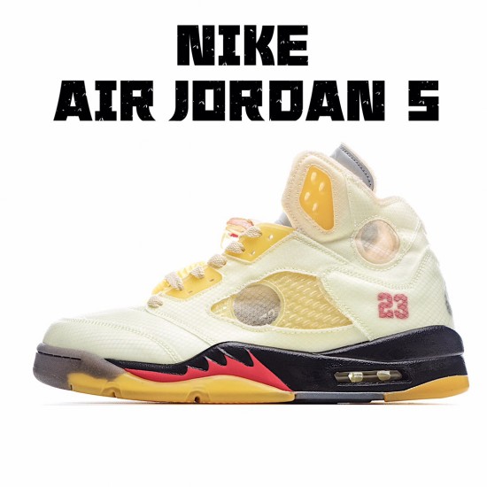 Air Jordan 5 x off white Yellow Beige DH8565 100 AJ5 Mens Jordan 