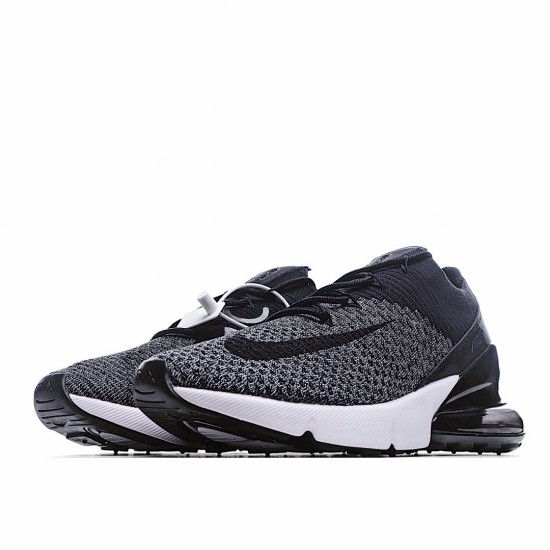 Nike Air Max 270 Flyknit Black Gray AO1023 001 Unisex Running Shoes 