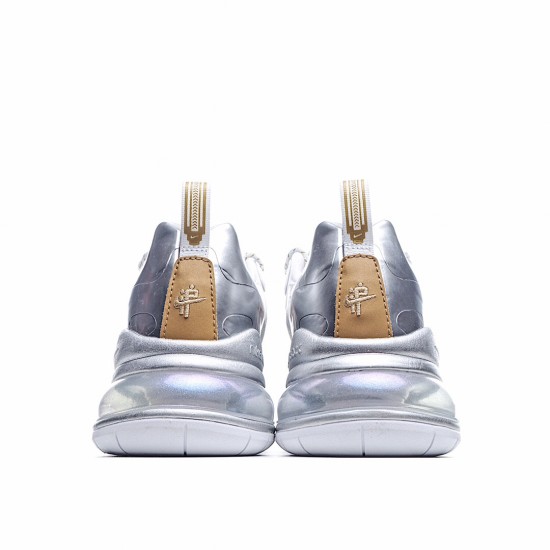 Nike Air Max 270 React Mens CQ4597 110 White Gray Gold Running Shoes 