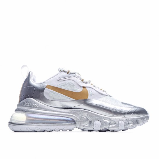 Nike Air Max 270 React Mens CQ4597 110 White Gray Gold Running Shoes 