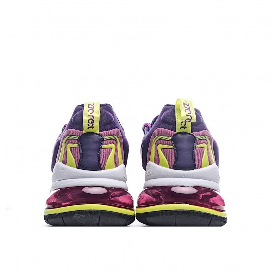 Nike Air Max 270 React Unisex CK2595 500 Purple Yellow White Running Shoes 