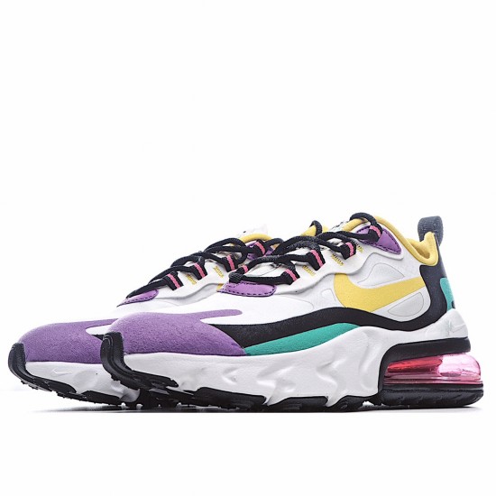 Nike Air Max 270 React White Yellow Black AO4971 101 Unisex Running Shoes 