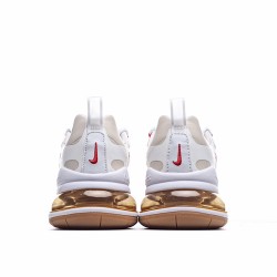 Nike Air Max 270 React Womens CQ0208 101 White Brown Running Shoes 