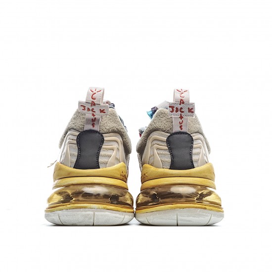 Travis Scott x Air Max 270 React Brown Yellow CT2864 200 Mens Running Shoes 