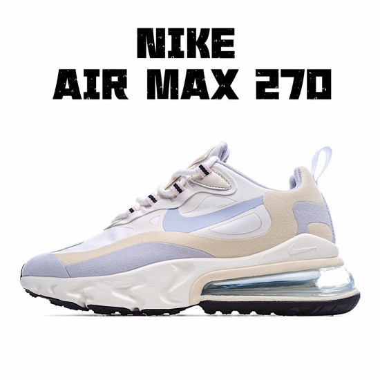 Nike Air Max 270 React Beige Ltblue White Running Shoes CT1287 100 Unisex 