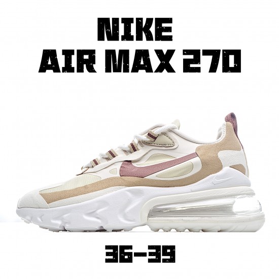 Nike Air Max 270 React Brown White AT6174 700 Womens Running Shoes 