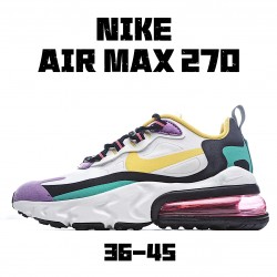 Nike Air Max 270 React White Yellow Black AO4971 101 Unisex Running Shoes 