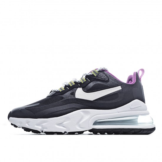 Nike Air Max 270 React Womens CV7956 001 Black White Purple Running Shoes 