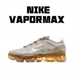 Nike Air VaporMax Flyknit 2019 Womens AR6631 101 Gold Gray Running Shoes 