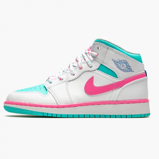 Air Jordan 1 Mid Digital Pink WhiteDigital Pink Aurora Gree 555112-102