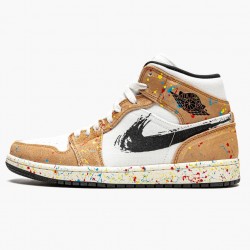 Air Jordan 1 Mid SE Brushstroke Sail/Black/Cider/Chile Red DA8005-100