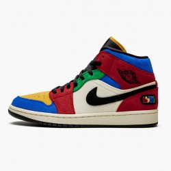 Air Jordan 1 Mid SE Fearless Blue the Great Muslin/Varsity Red-Royal-Taxi-Black CU2805-100