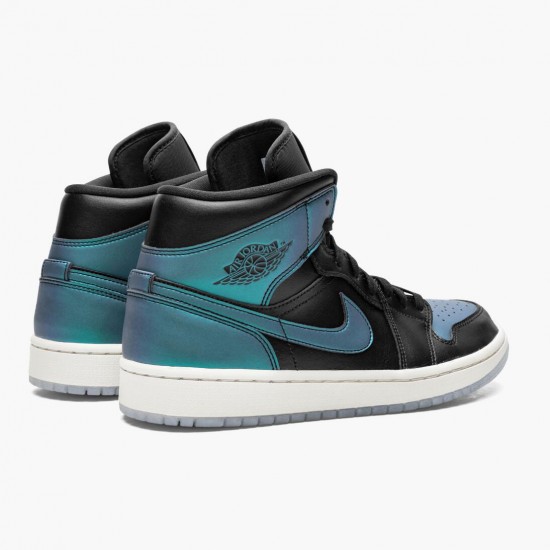 Air Jordan 1 Mid Iridescent Black Black/Pale Ivory/Multi Color BQ6472-009