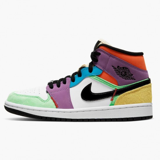 Air Jordan 1 Mid SE Multicolor White/Black/Lightbulb Team Ora CW1140-100