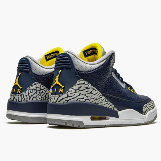 Air Jordan 3 Retro Michigan Black/University Gold Cement G AJ3-820064