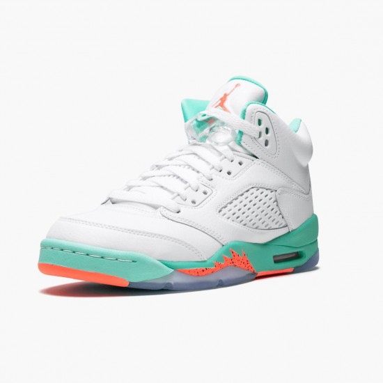 Air Jordan 5 Retro Light Aqua White/Crimson Pulse-Light Aqua 440892-100