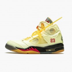 Air Off-White x Air Jordan 5 Retro Sail Sail/Fire Red/Muslin Black DH8565-100