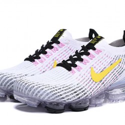 Womens/Mens Nike Air VaporMax Flyknit 3 White Yellow Sneakers AJ6900-103