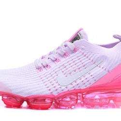 Womens Nike Air VaporMax Flyknit 3 White Pink Sneakers AJ6910-005