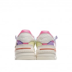 Nike Air Force 1 Shadow "Gel Pale Ivory Multi" Running Shoes CU3012 164 AF1 Womens Beige Pink Blue