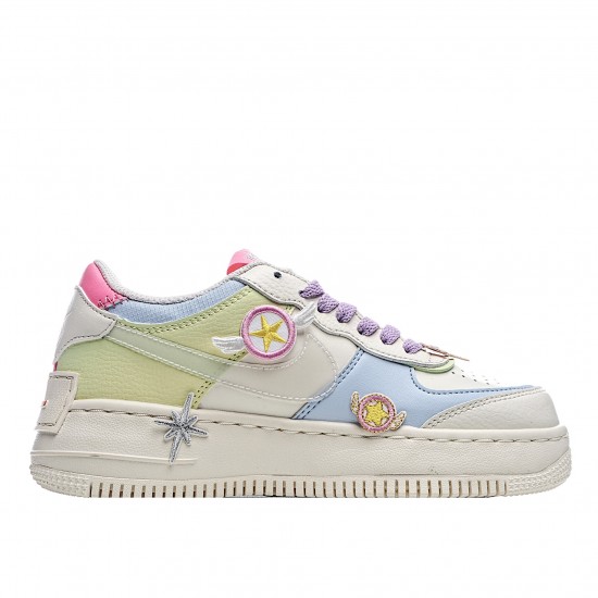 Nike Air Force 1 Shadow "Gel Pale Ivory Multi" Running Shoes CU3012 164 AF1 Womens Beige Pink Blue