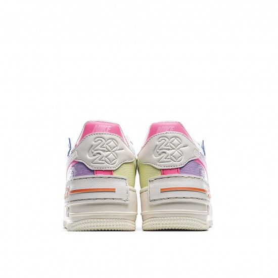 Nike Air Force 1 Shadow "Gel Pale Ivory Multi" Running Shoes CU3012 164 AF1 Womens Beige Pink