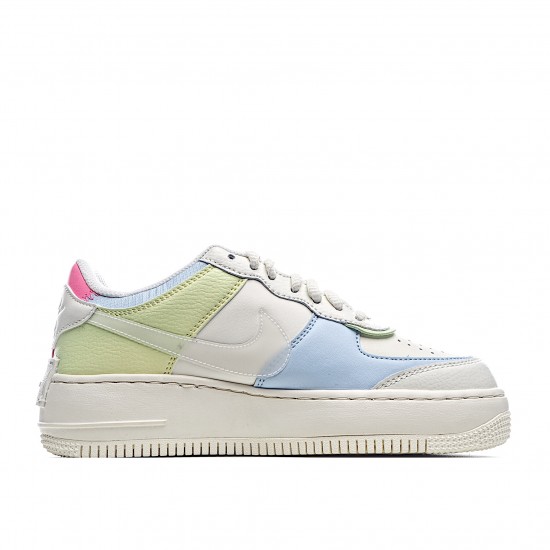 Nike Air Force 1 Shadow "Gel Pale Ivory Multi" Running Shoes CU3012 164 AF1 Womens Beige Pink