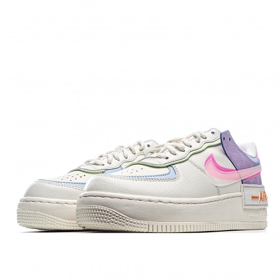 Nike Air Force 1 Shadow Gel Pale Ivory Multi Running Shoes CU3012 164 AF1 Womens Beige Pink