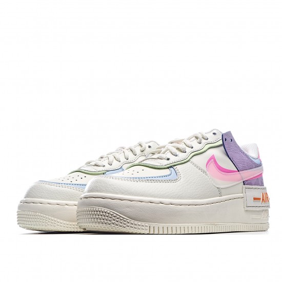 Nike Air Force 1 Shadow "Gel Pale Ivory Multi" Running Shoes CU3012 164 AF1 Womens Beige Pink