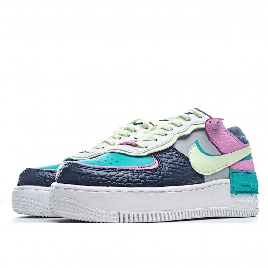 Nike WMNS Air Force 1 Shadow "Barely Volt Oracle Aqua" CK3172 001 AF1 Womens Purple Black