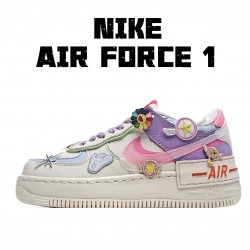 Nike Air Force 1 Shadow "Gel Pale Ivory Multi" Running Shoes CU3012 164 AF1 Womens Beige Pink Blue