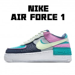 Nike WMNS Air Force 1 Shadow "Barely Volt Oracle Aqua" CK3172 001 AF1 Womens Purple Black