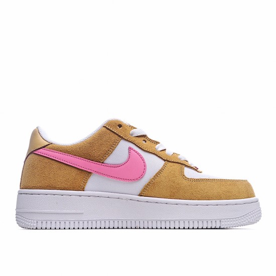 Nike Air Force 1 Low Flax/White/Pink Running Shoes DC1156 700 AF1 Unisex