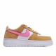Nike Air Force 1 Low Flax/White/Pink Running Shoes DC1156 700 AF1 Unisex